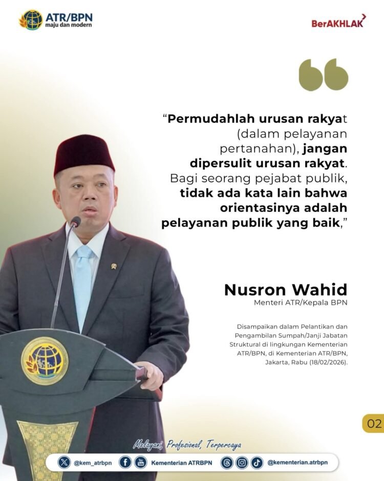 Menteri ATR/BPN Lantik 31 Pejabat Struktural, Tekankan Pelayanan Cepat dan Berorientasi Rakyat