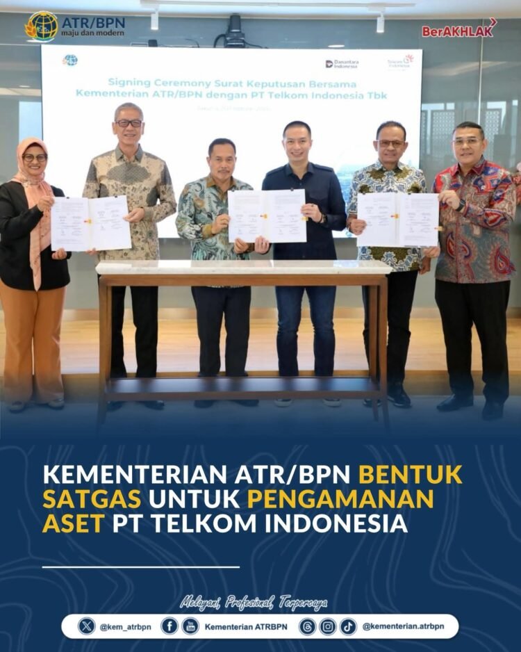 ATR/BPN dan Telkom Bentuk Satgas Akselerasi Legalisasi Aset Tanah hingga 2027