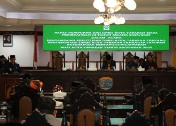 Rapat Paripurna penyerahan rekomendasi Laporan Keterangan Pertanggungjawaban (LKPJ) Wali Kota Tarakan Tahun Anggaran 2025. (Ist)